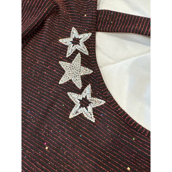 Womens XL Beaded Embellished Sweater Black And Red - Picture 4 of 6